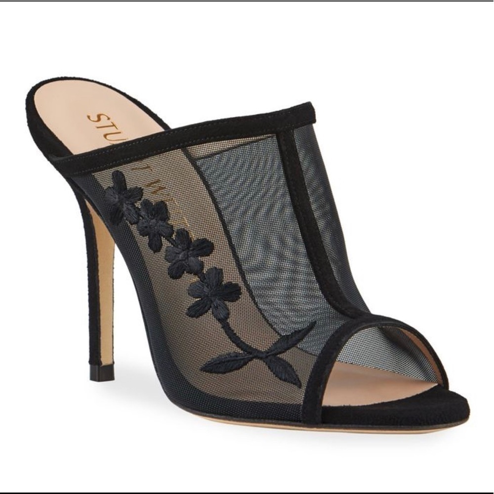 Stuart Weitzman Vianca Floral Mesh Mule NIB and Dust Bag